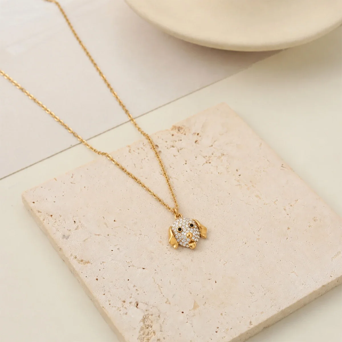 Hondenhangerketting met kristalpavé, 18K verguld productfoto