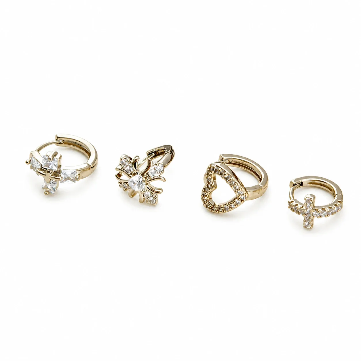 Gilded 316 Stainless Steel CZ Motif Ear Cuffs