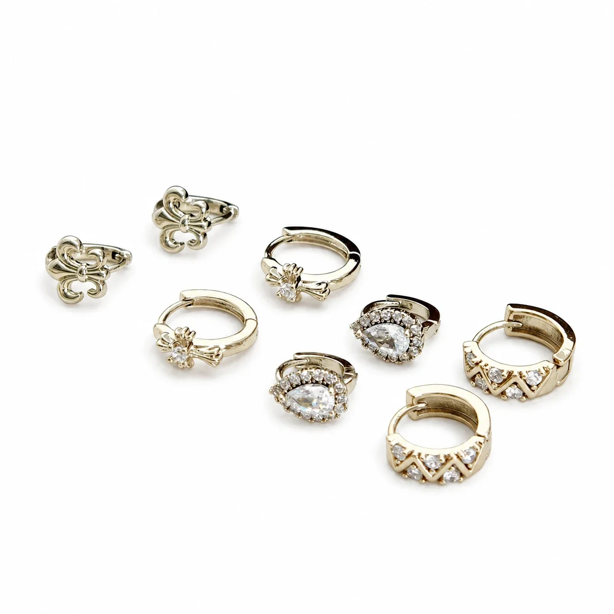 Gilded 316 Stainless Steel CZ Motif Ear Cuffs