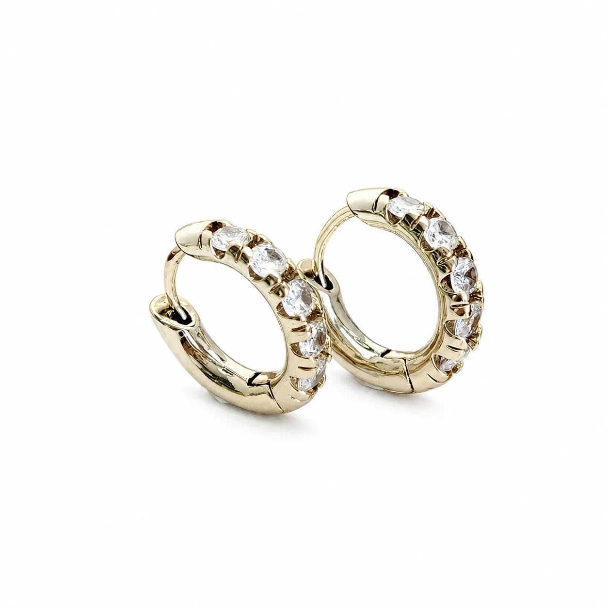 Gilded 316 Stainless Steel CZ Motif Ear Cuffs - Gold Single-Row CZ Single