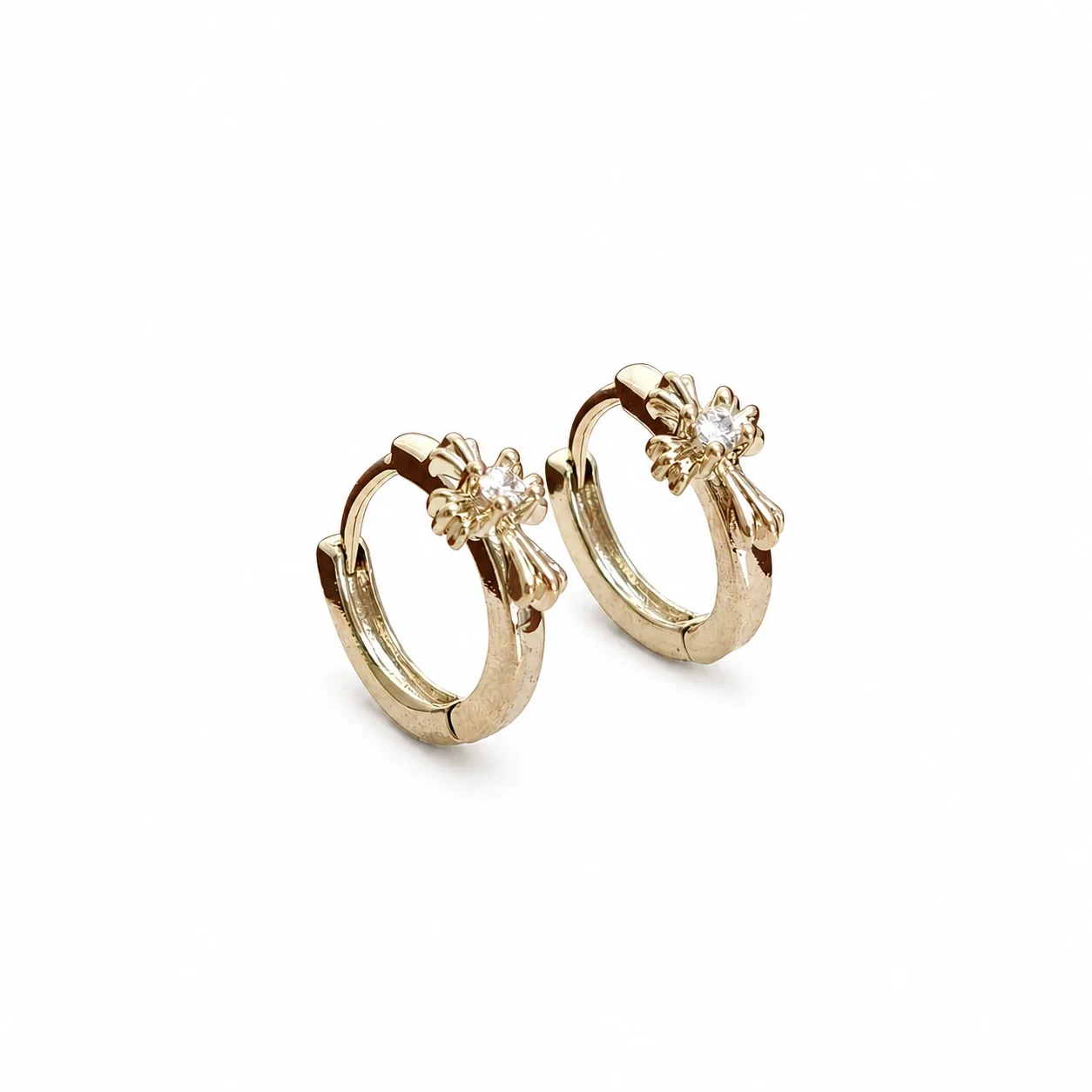 Gilded 316 Stainless Steel CZ Motif Ear Cuffs - Gold Cross Single