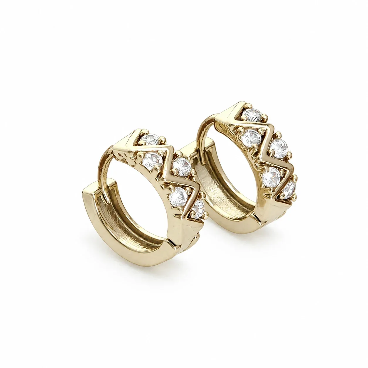 Gilded 316 Stainless Steel CZ Motif Ear Cuffs - Gold Lightning CZ Single