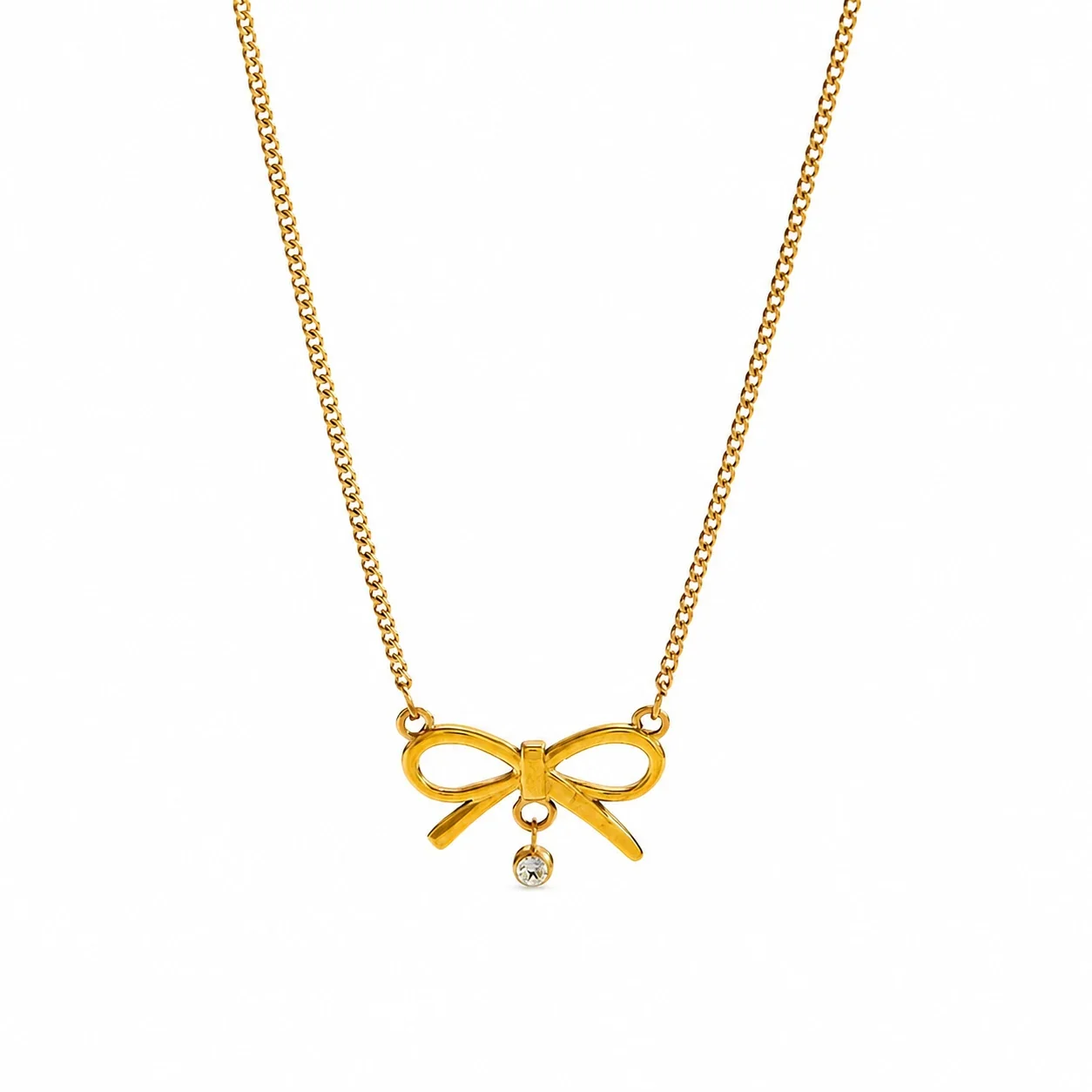 Delicate 316 Stainless Steel Bow Pendant Necklace