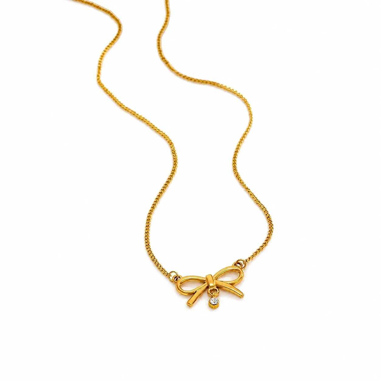 Delicate 316 Stainless Steel Bow Pendant Necklace