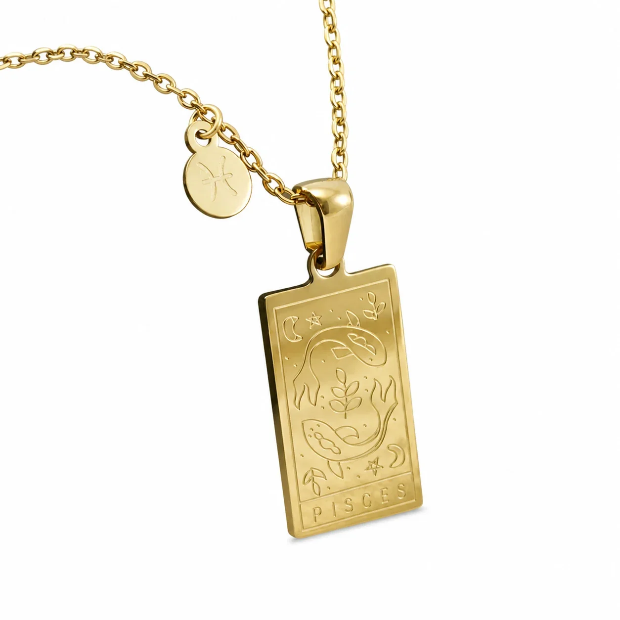 Celestial Gold-Plated Zodiac Tag Pendant Necklace