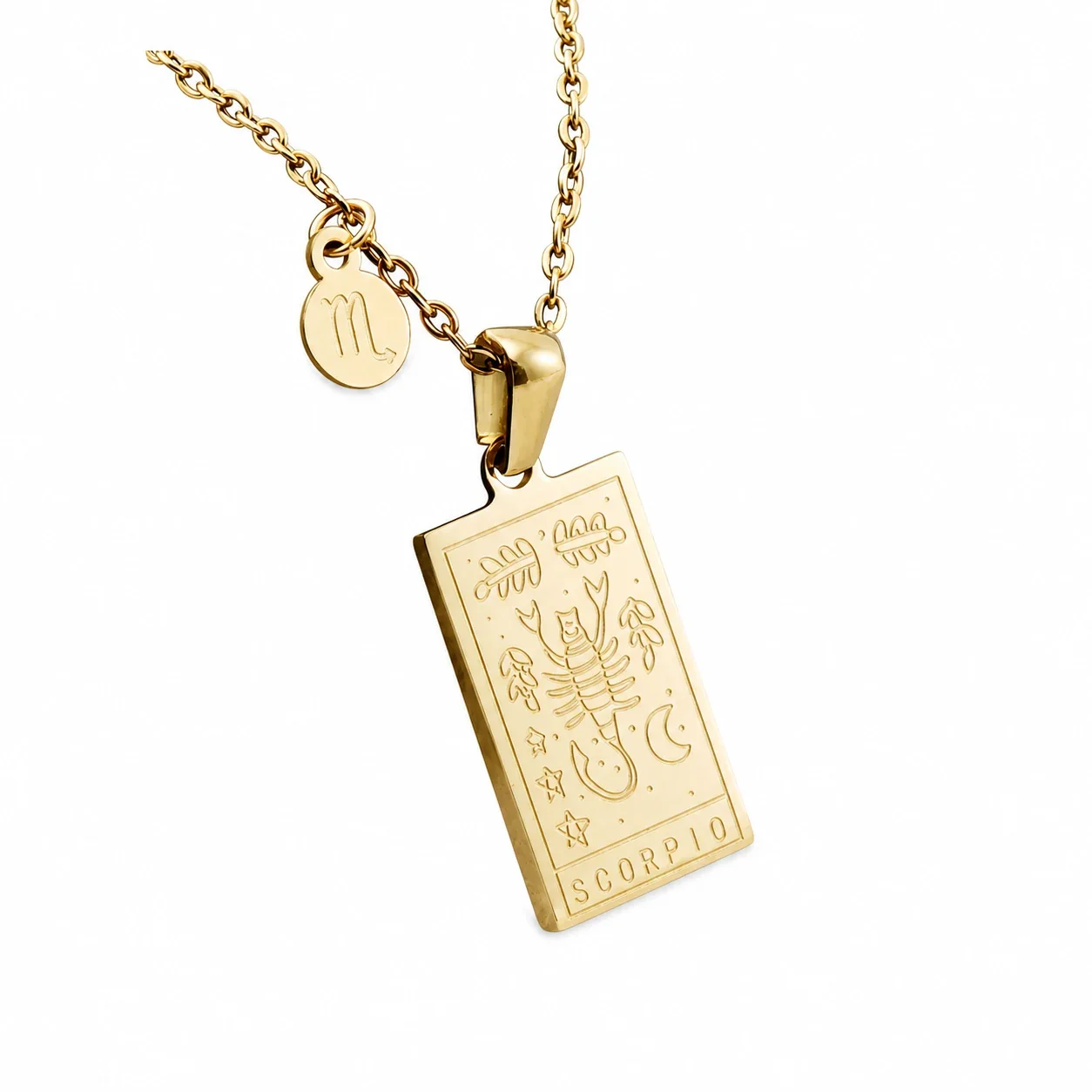 Celestial Gold-Plated Zodiac Tag Pendant Necklace