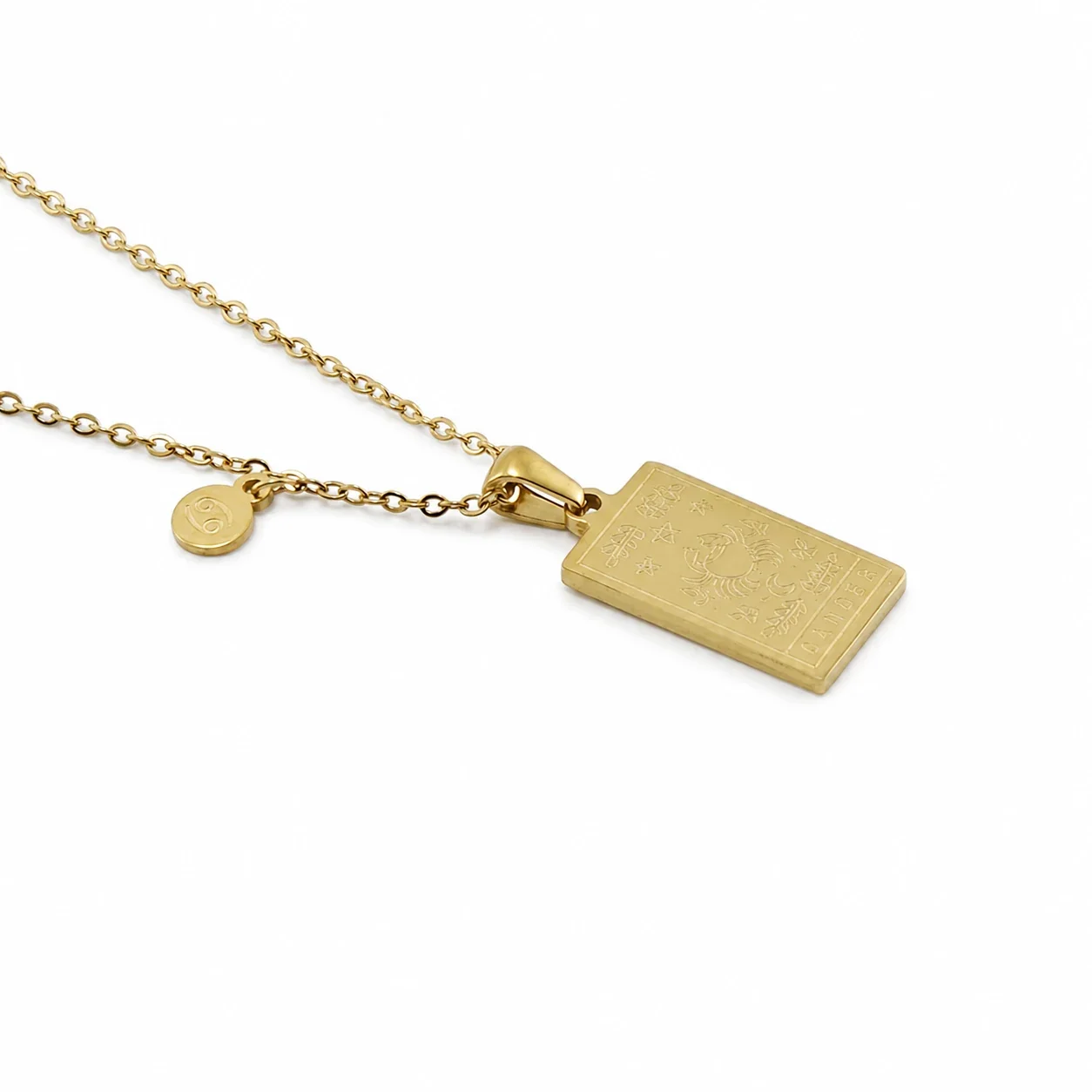 Celestial Gold-Plated Zodiac Tag Pendant Necklace