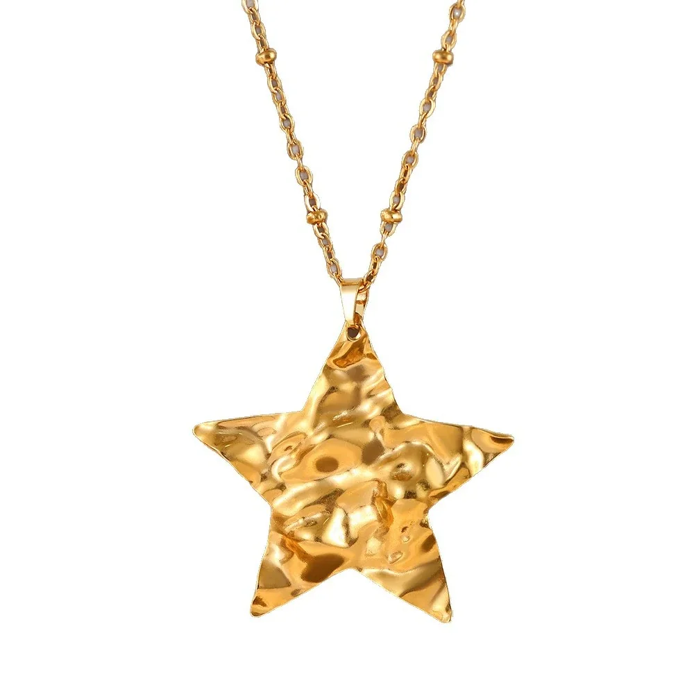 Sculptural Gold-Plated Hammered Star Jewelry Set