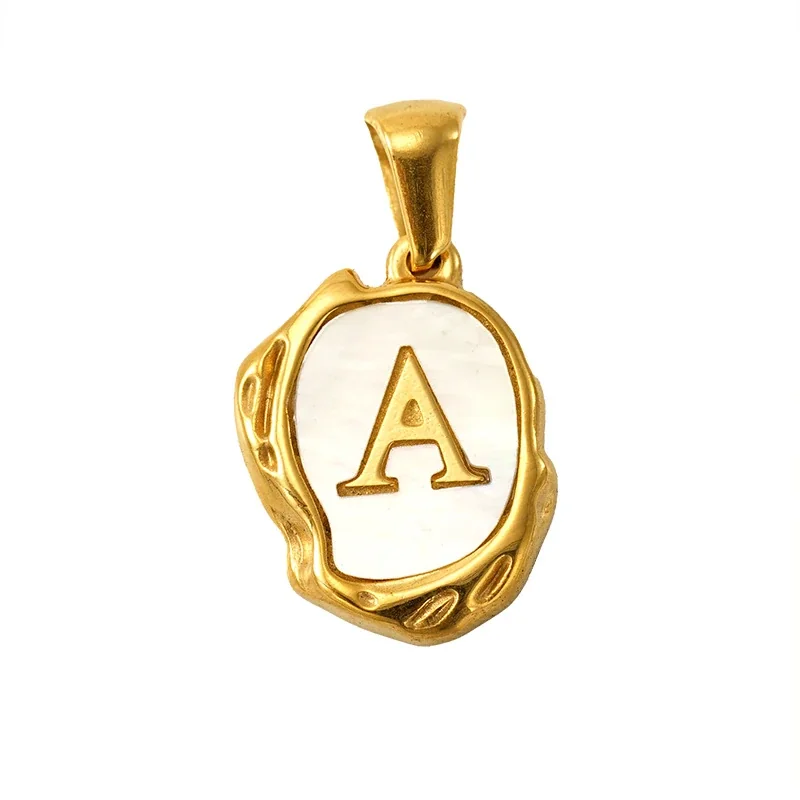 Personalised Gold-tone Shell Initial Pendant