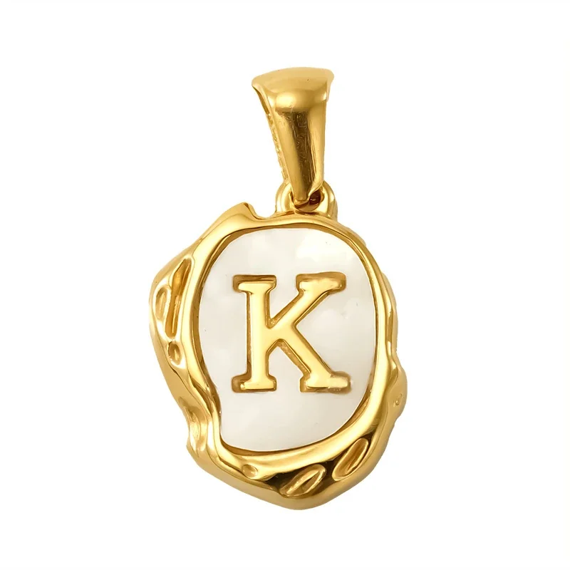 Personalised Gold-Plated Shell Initial Pendant - Gold Shell Letter K