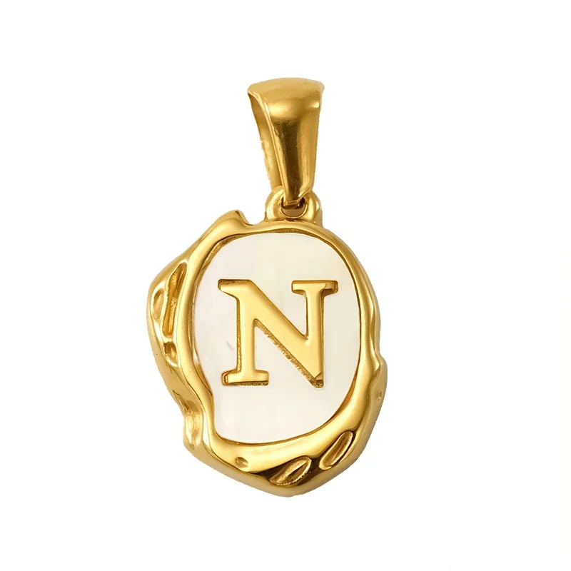 Personalised Gold-Plated Shell Initial Pendant - Gold Shell Letter N