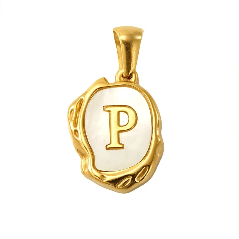 Personalised Gold-Plated Shell Initial Pendant - Gold Shell Letter P