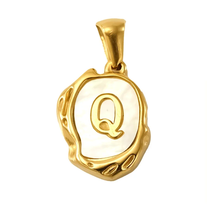 Personalised Gold-Plated Shell Initial Pendant - Gold Shell Letter Q