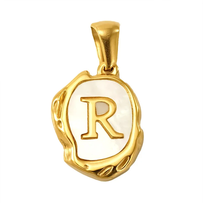 Personalised Gold-Plated Shell Initial Pendant - Gold Shell Letter R