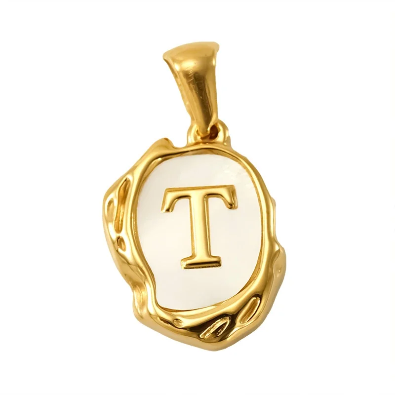 Personalised Gold-Plated Shell Initial Pendant - Gold Shell Letter T