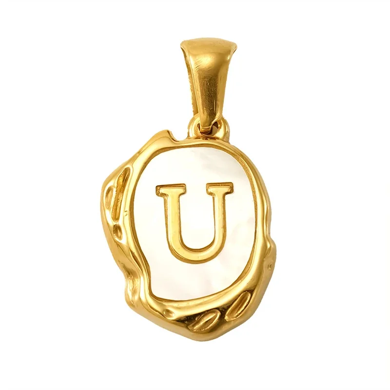 Personalised Gold-Plated Shell Initial Pendant - Gold Shell Letter U