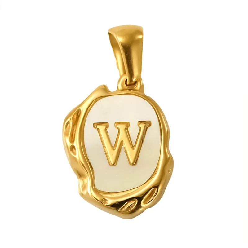 Personalised Gold-Plated Shell Initial Pendant - Gold Shell Letter W