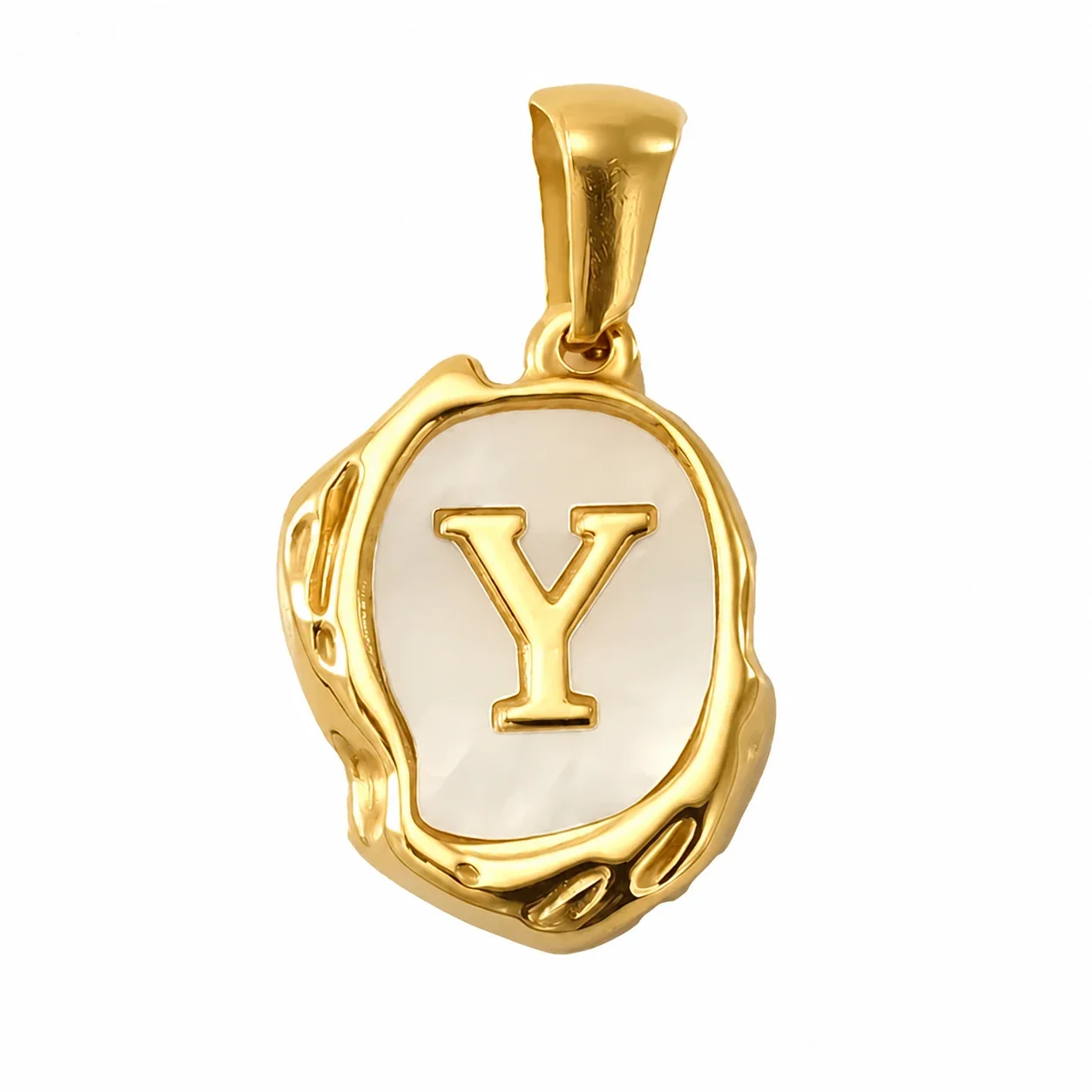 Personalised Gold-Plated Shell Initial Pendant - Gold Shell Letter Y