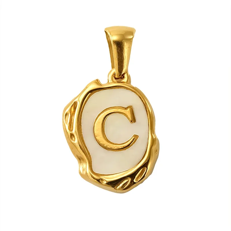 Personalised Gold-Plated Shell Initial Pendant - Gold Shell Letter C