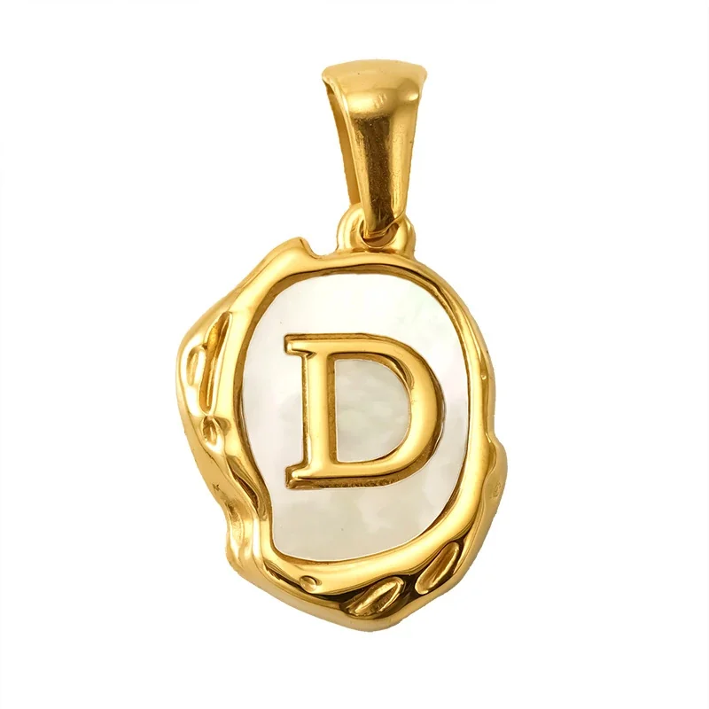 Personalised Gold-Plated Shell Initial Pendant - Gold Shell Letter D