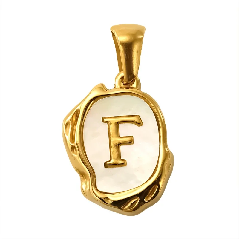 Personalised Gold-Plated Shell Initial Pendant - Gold Shell Letter F