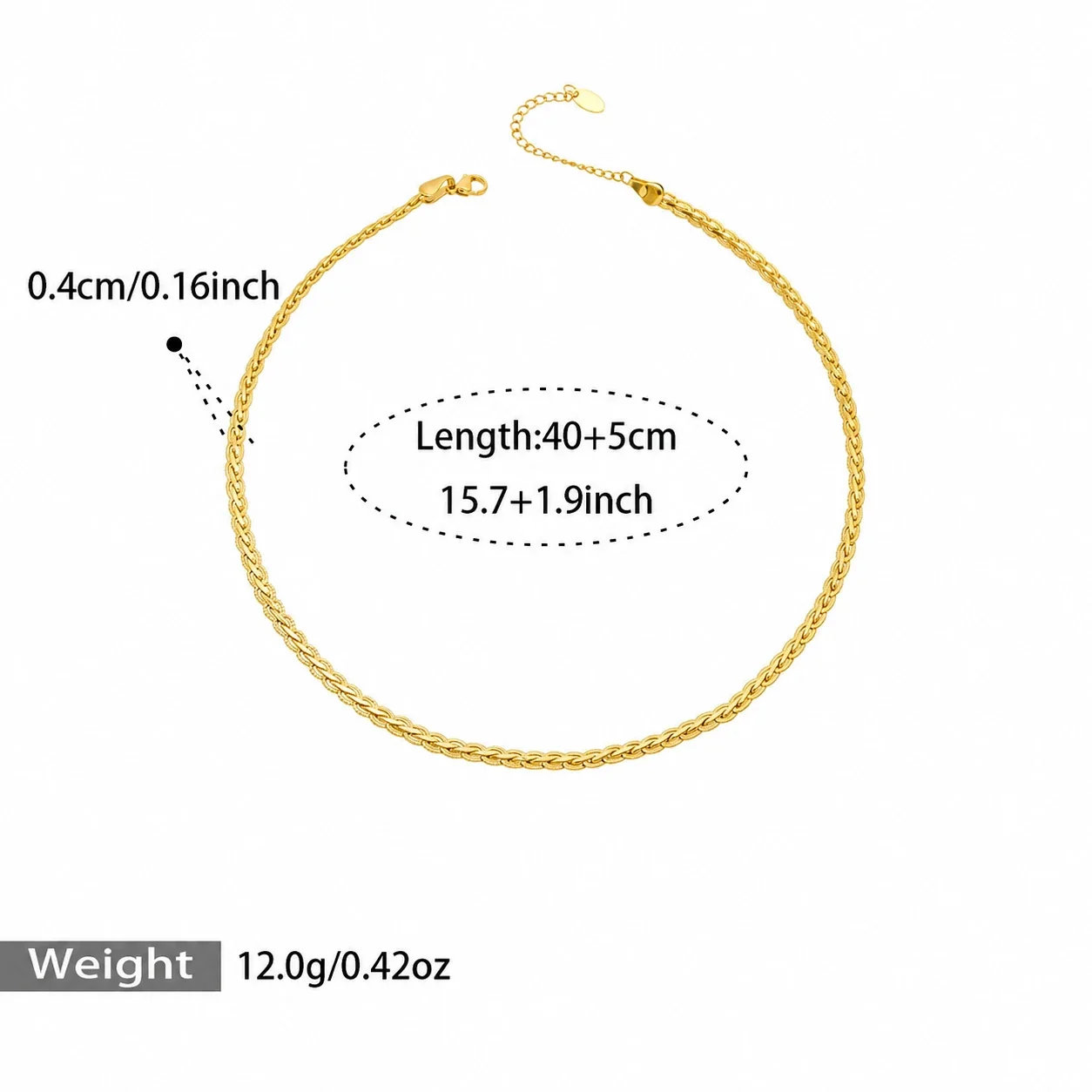 Necklace with Pearl-Effect Beads and 18K Gold Plating - Gold Geometric, 40+5 cm