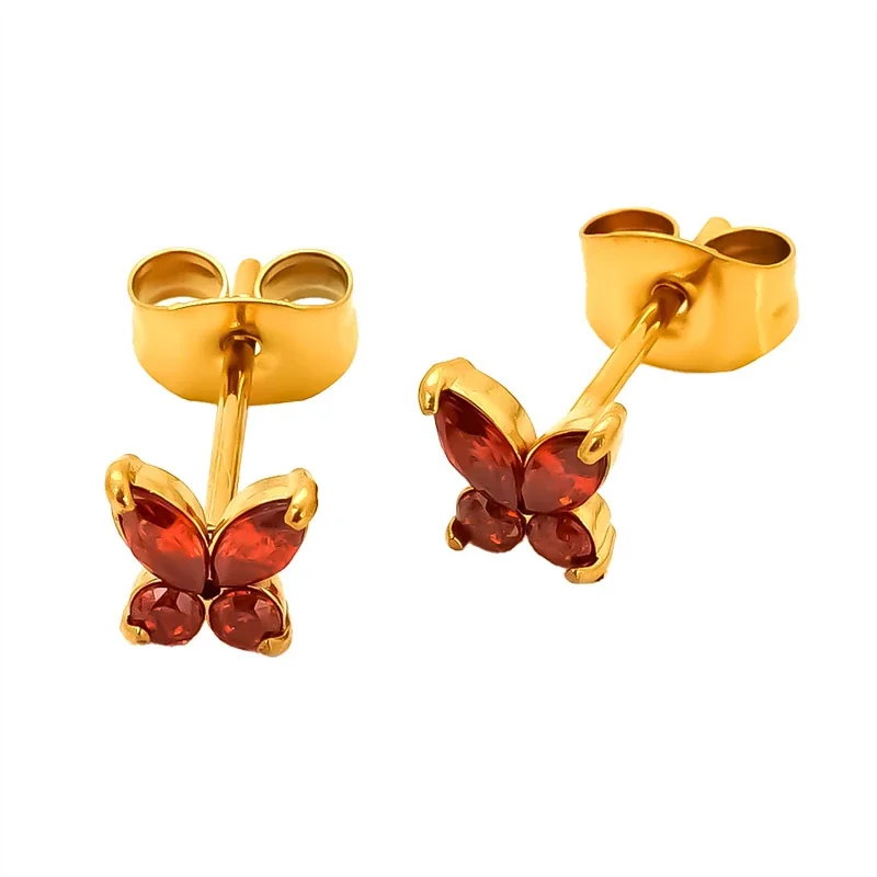 Petite Gold-Tone Marquise CZ Butterfly Stud Earrings