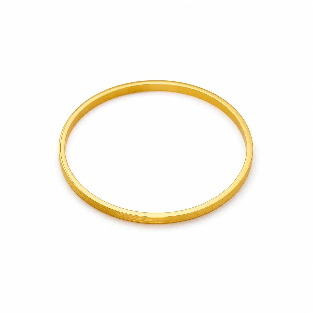 Refined Gold-Plated Ribbed Edge Stainless Steel Bangle
