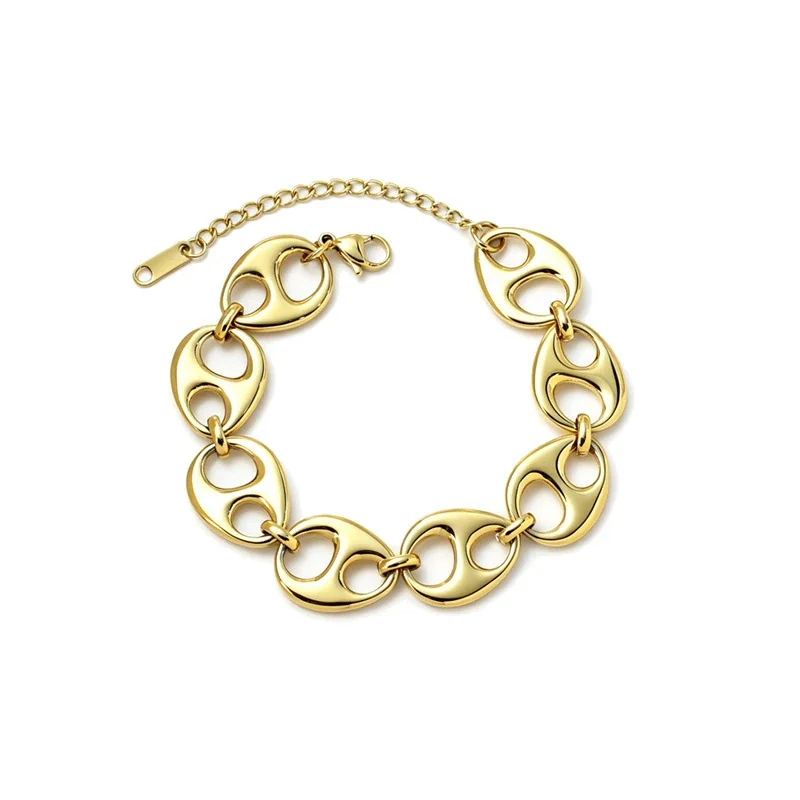 Chain Necklace Oval Open-Link 18K Gold-Plated Stainless Steel