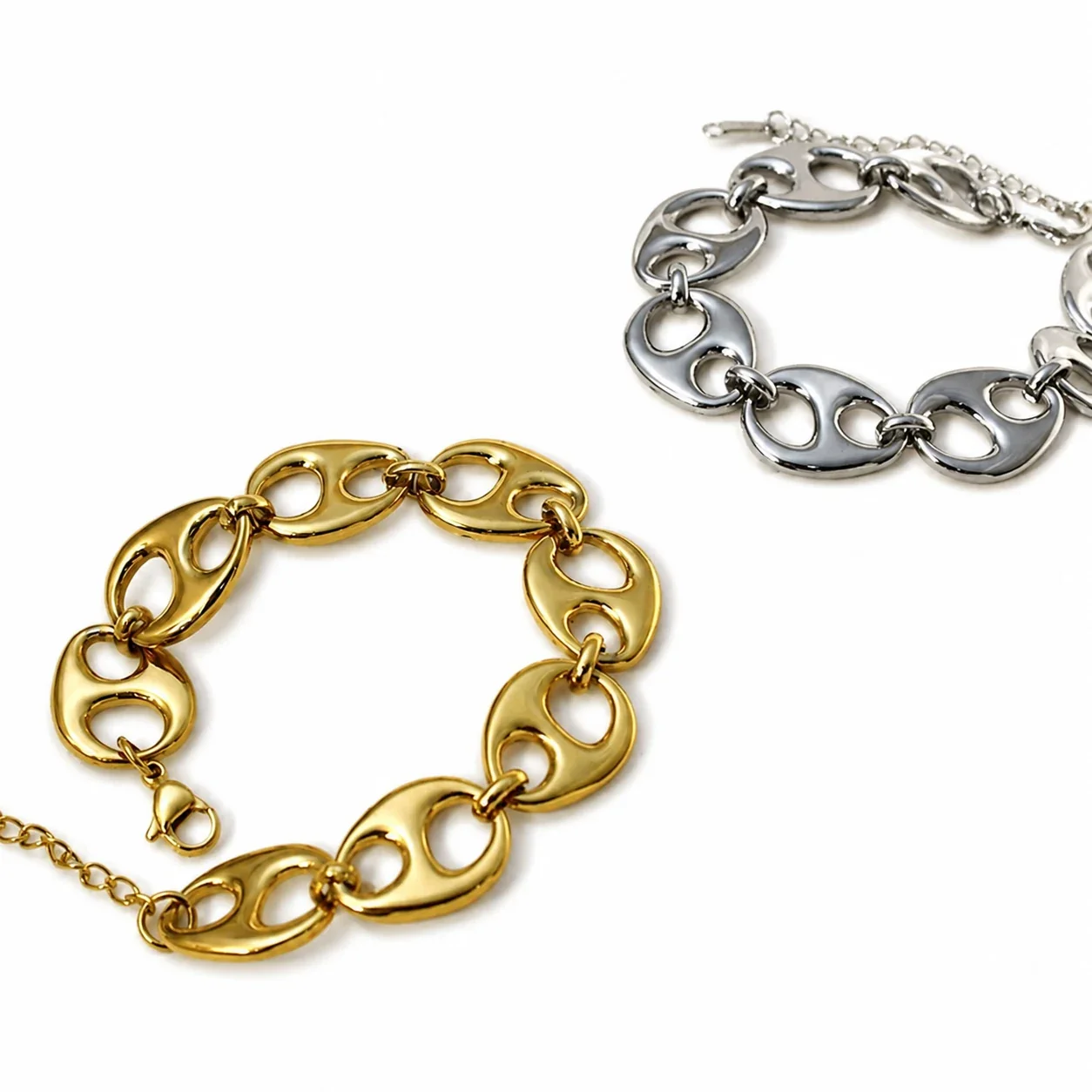 Chain Necklace Oval Open-Link 18K Gold-Plated Stainless Steel