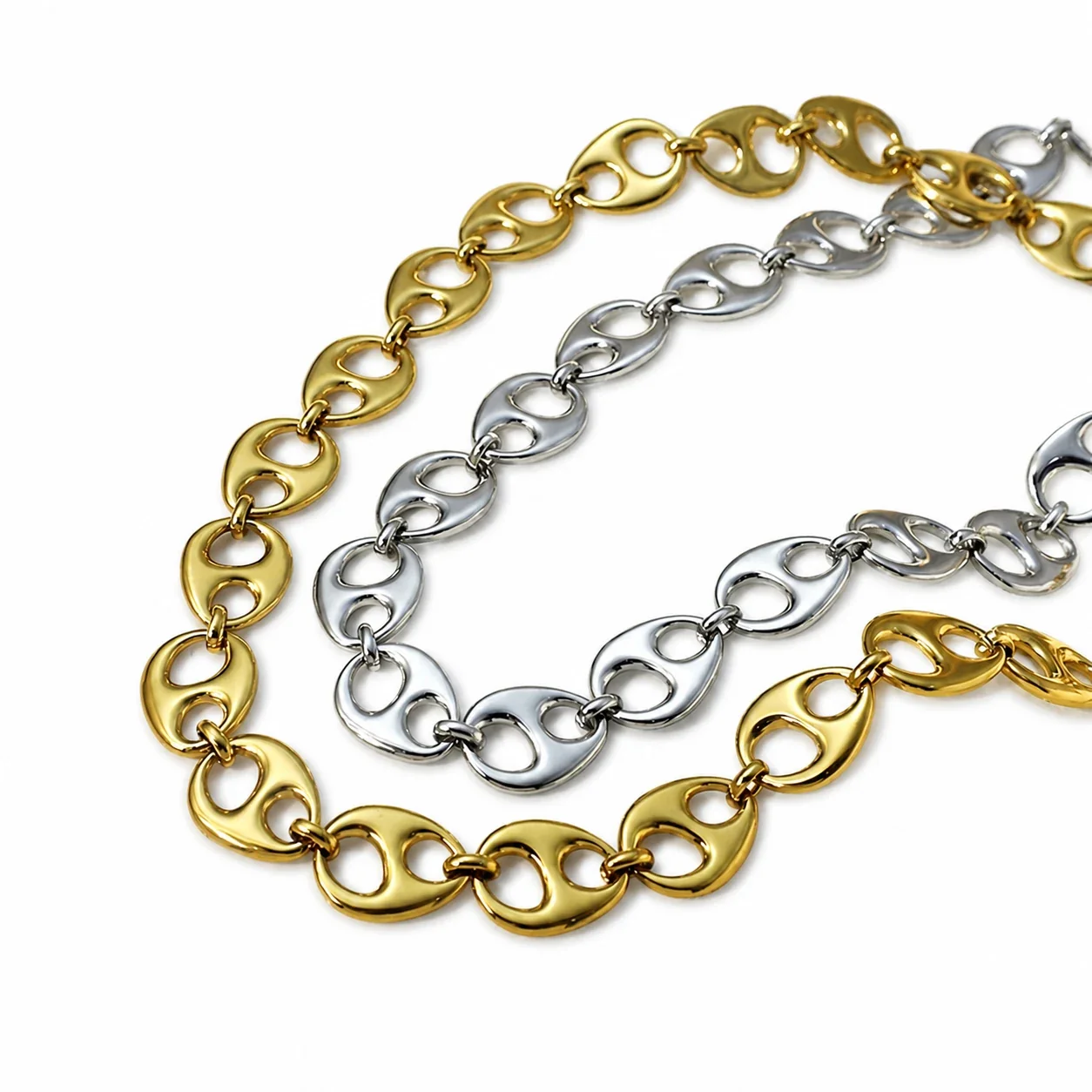 Chain Necklace Oval Open-Link 18K Gold-Plated Stainless Steel