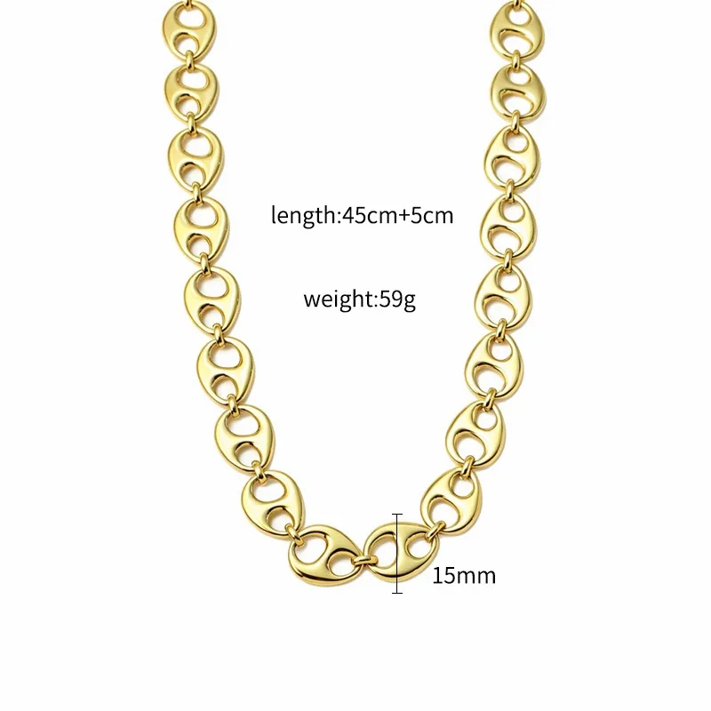 Chain Necklace Oval Open-Link 18K Gold-Plated Stainless Steel