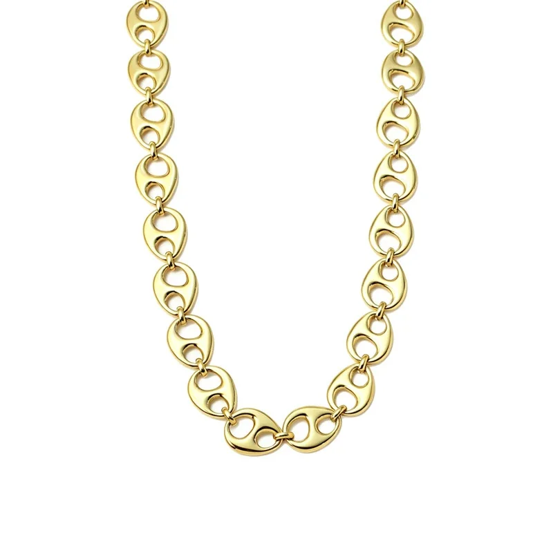 Chain Necklace Oval Open-Link 18K Gold-Plated Stainless Steel - Gold