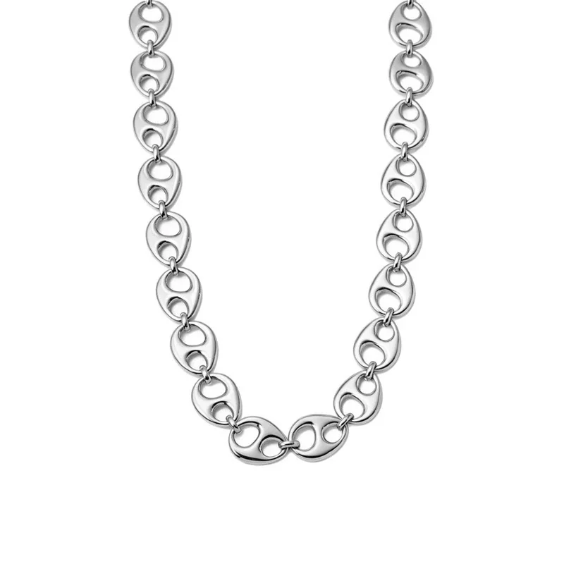 Chain Necklace Oval Open-Link 18K Gold-Plated Stainless Steel - Silver
