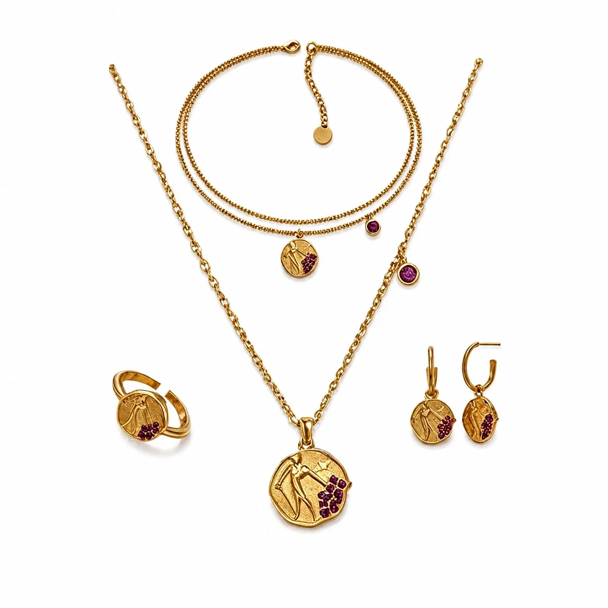 Radiant 18K Gold-Plated Medallion Star Cluster Jewelry Set