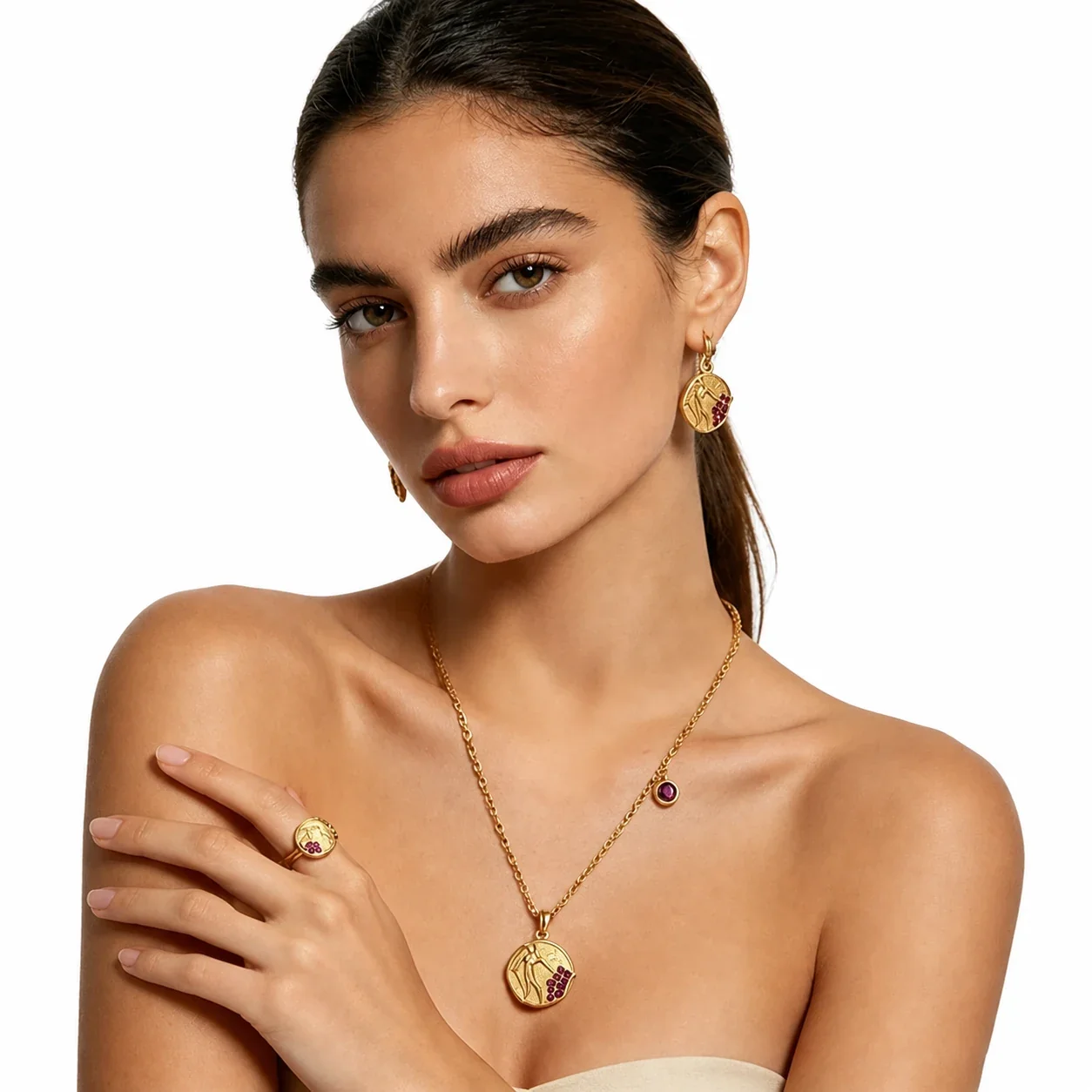 Radiant 18K Gold-Plated Medallion Star Cluster Jewelry Set