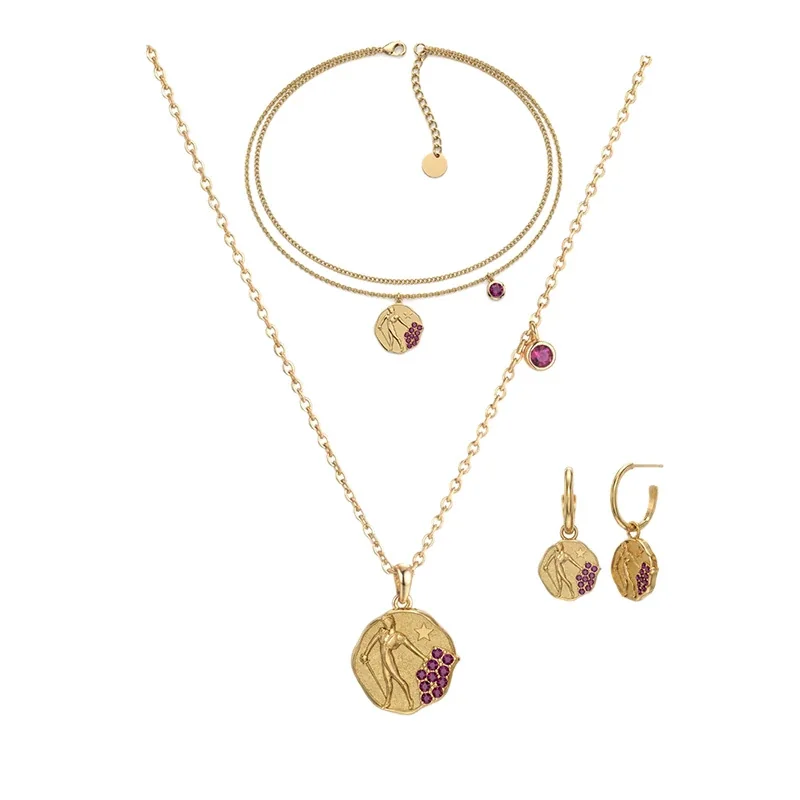 Radiant 18K Gold-Plated Medallion Star Cluster Jewelry Set