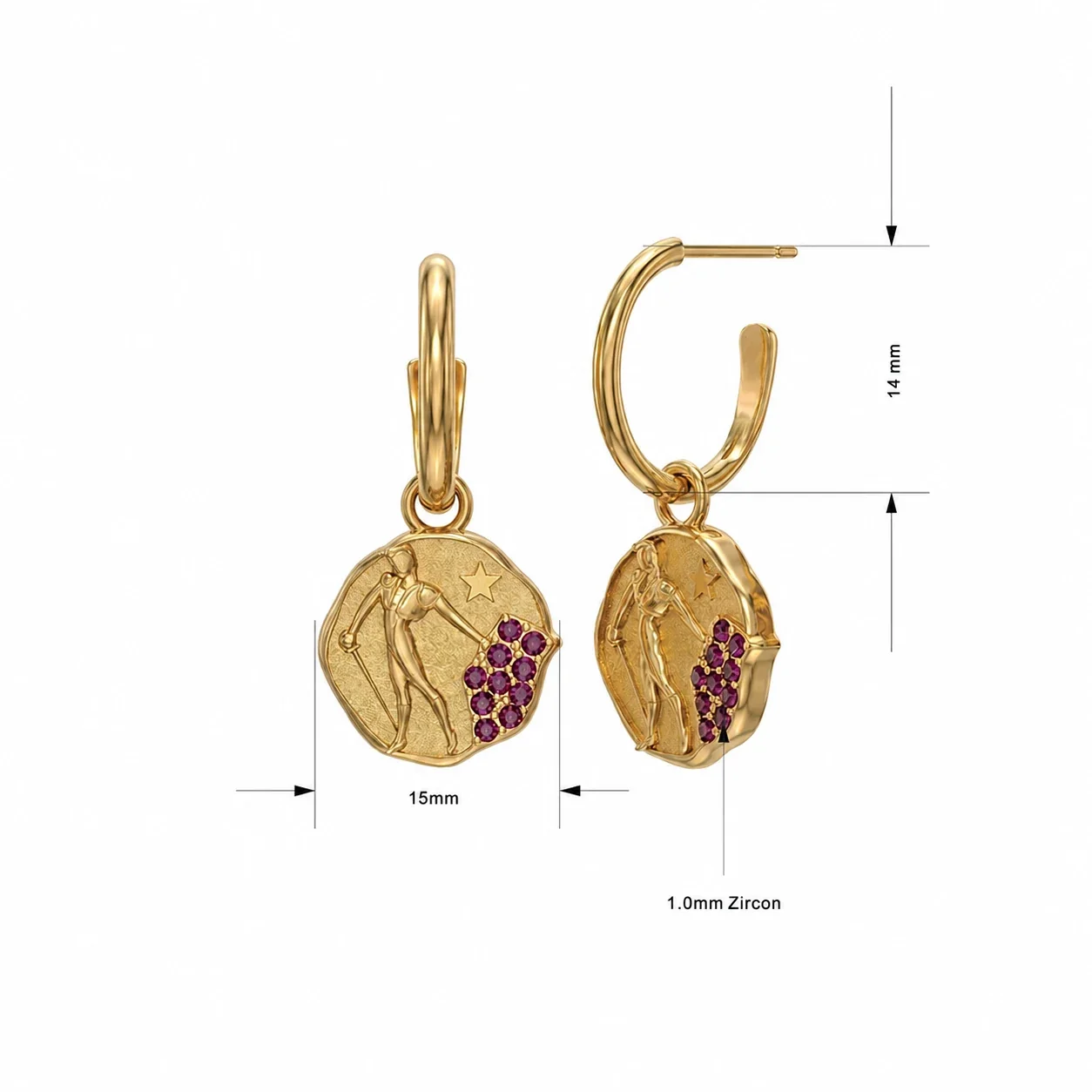 Radiant 18K Gold-Plated Medallion Star Cluster Jewelry Set - Earrings
