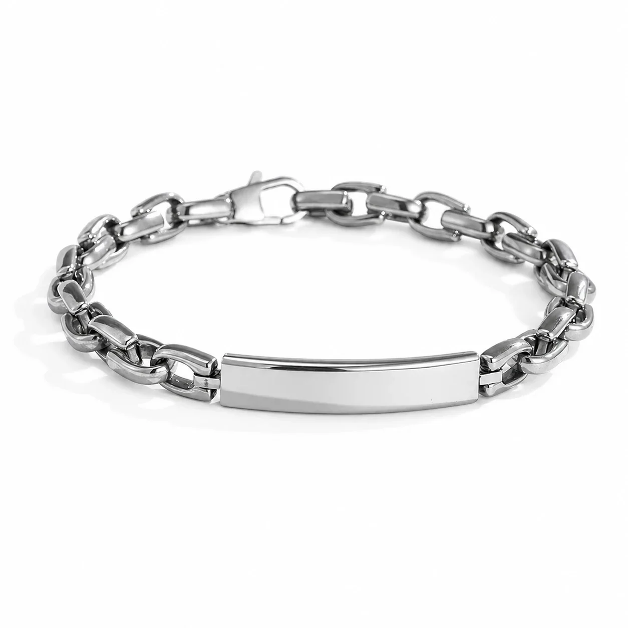 Bold 316 Stainless Steel Curved ID Chain Bracelet