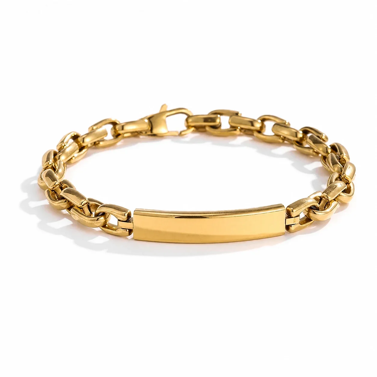 Bold 316 Stainless Steel Curved ID Chain Bracelet