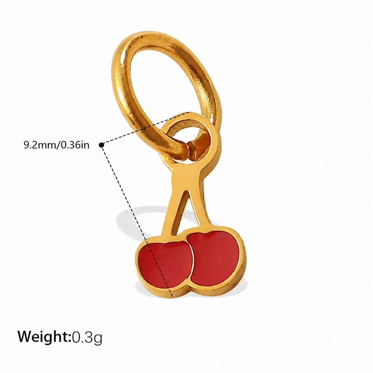 Cherry Charm Pendant with Red Enamel and Gold-Plated Steel - Classic Cherry
