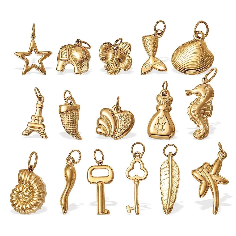 Double-Sided Motif Pendant in 18K Gold-Plated Stainless Steel