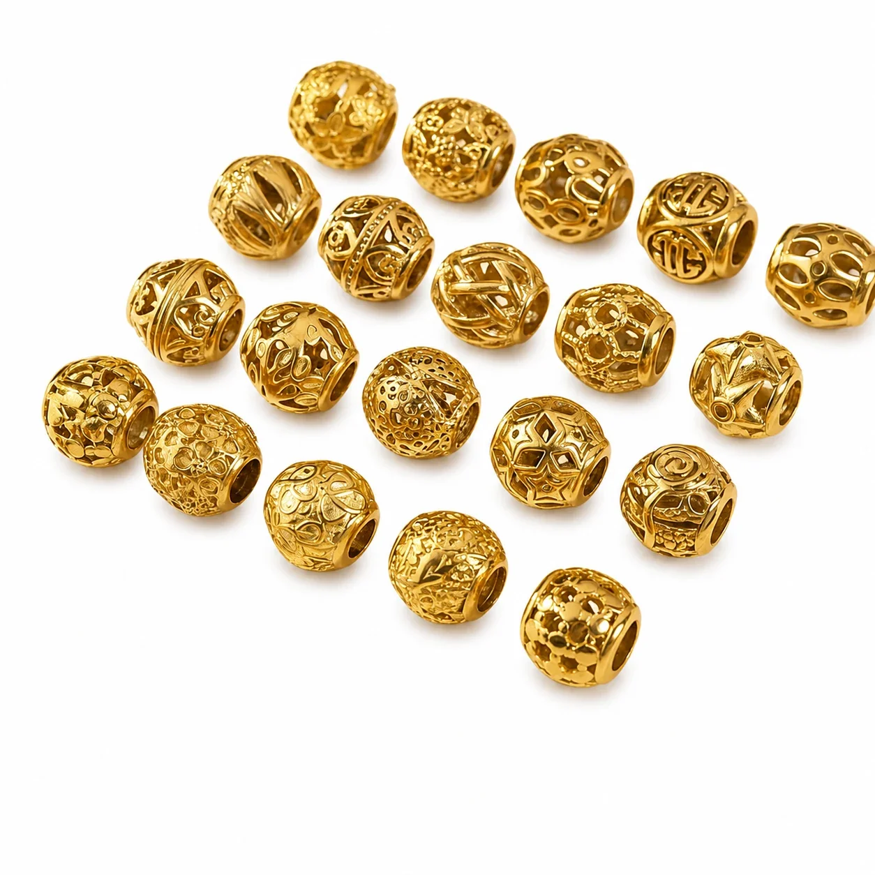 Ornate Gold PVD Filigree Round 316 Bead Bracelet