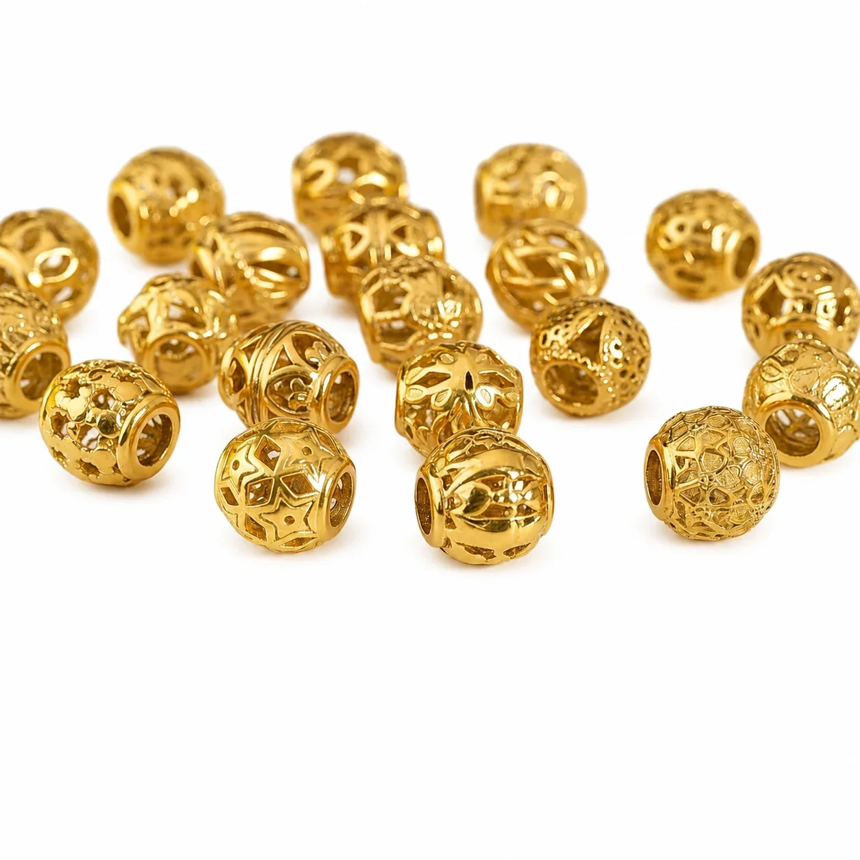 Ornate Gold PVD Filigree Round 316 Bead Bracelet