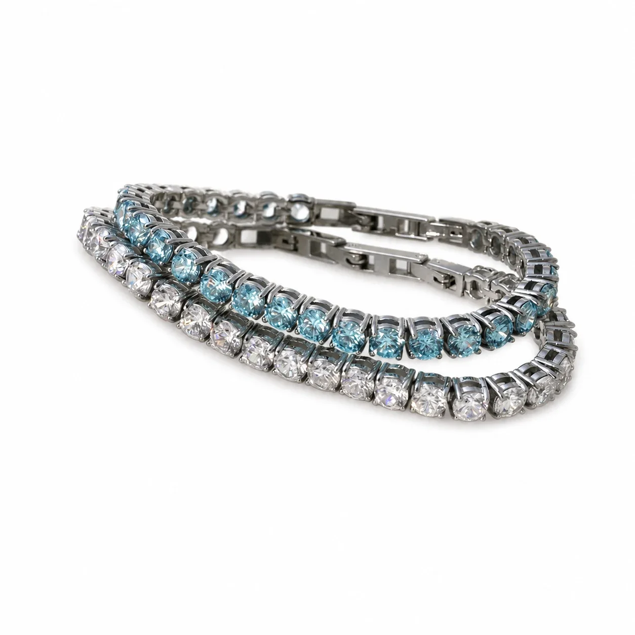 Round CZ Prong-Set 316 Stainless Steel Tennis Bracelet