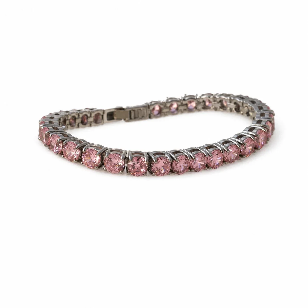 Round CZ Prong-Set 316 Stainless Steel Tennis Bracelet