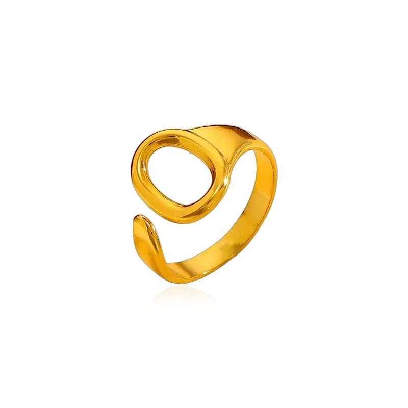Sculptural 316 Stainless Steel Oval Open Ring