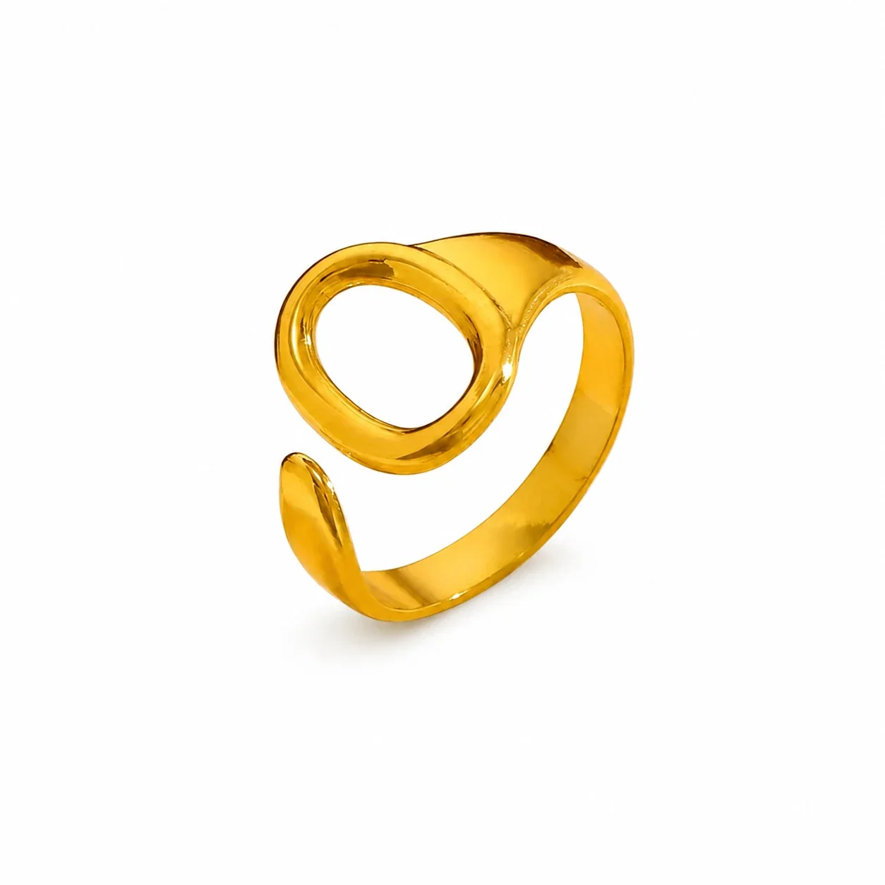 Sculptural 316 Stainless Steel Oval Open Ring