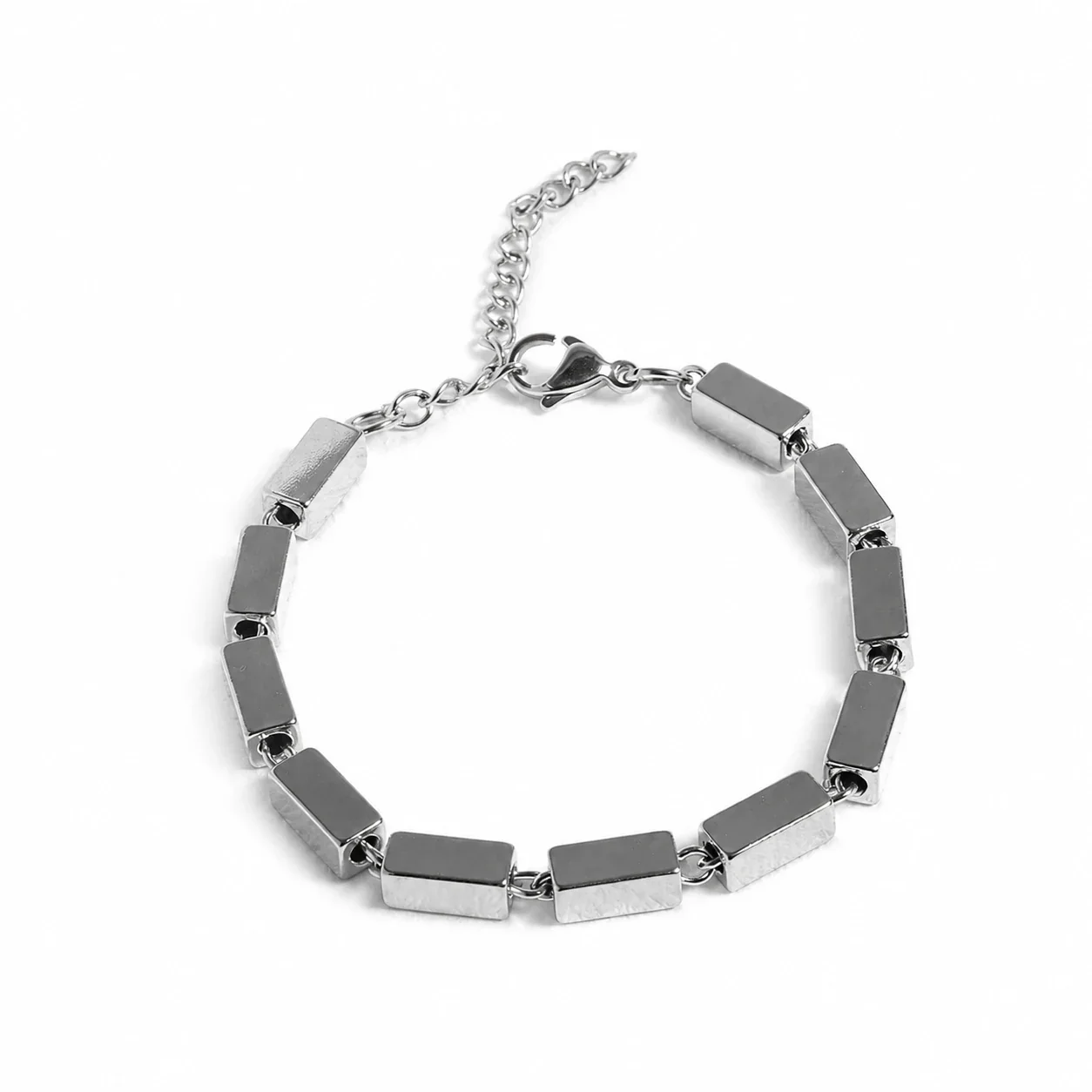 Block Link Jewelry Set Silver PVD 316 Stainless Steel