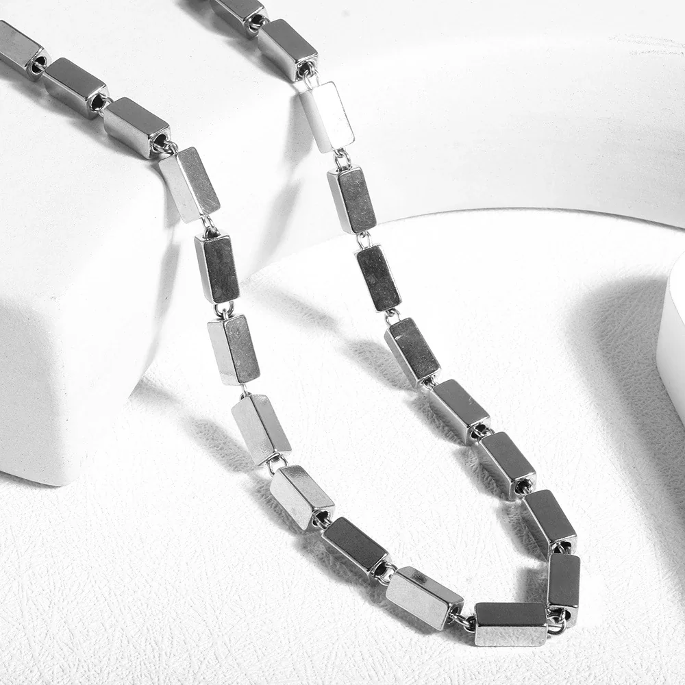 Block Link Jewelry Set Silver PVD 316 Stainless Steel